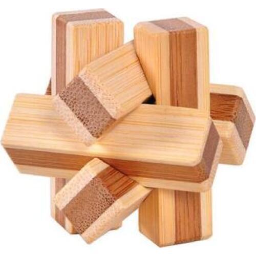 Mini Size IQ Bamboo Burr Puzzle Brain Teaser Game