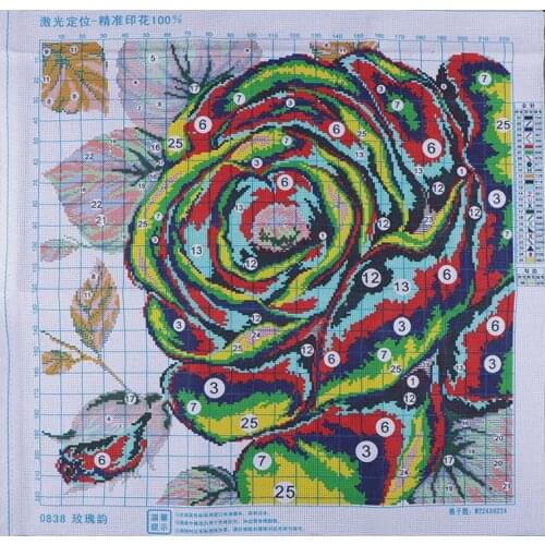 Red Roses Counted Cross Stitch Kits,Cross-Stitch Printed Fabric DIY DMC