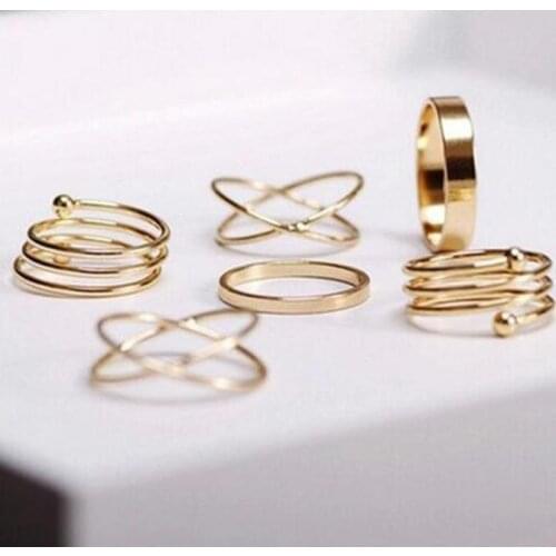 New 6Pcs/set Korean Simplicity Ring For Women Simple Pop Jewelry 2021 Fashion Gold Rings Women Wholesale