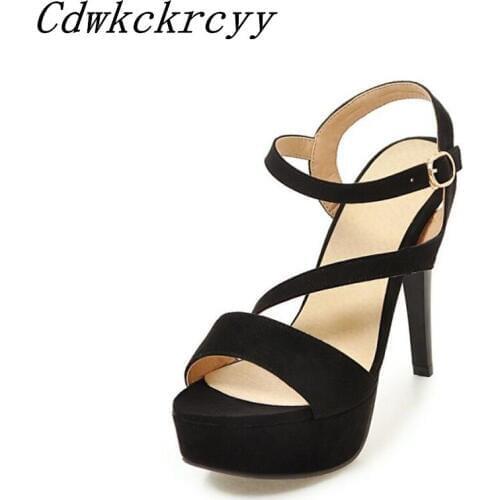 Summer New pattern fashion temperament grace Super high heel Women sandals black sexy Nightclub Women sandals size 34-43