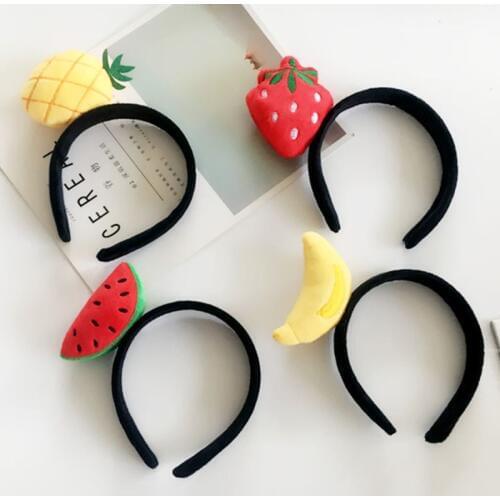 Kids Fruit Series Plush Cloth Wrapped Headband Colorful Cute 3D Cartoon Watermelon Strawberry Toy Decor Hair Hoop Sweet Headwear