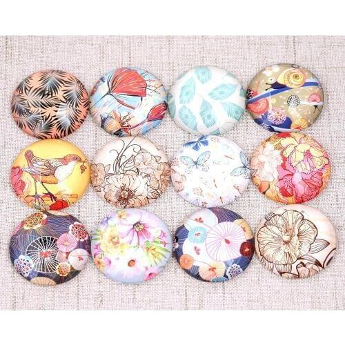 Onwear Mixed Vintage Bird Flower Snail Photo Round Glass Cabochon 12mm 14mm 18mm 20mm 25mm Diy Jewelry Findings