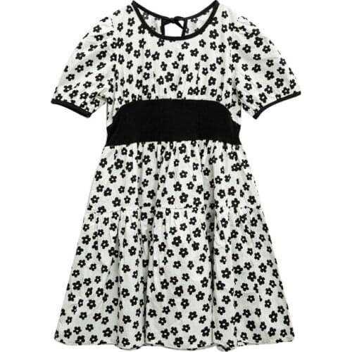 Vintage Dress Age For 2 - 8 Yrs Baby Girls Print Chiffon Short Sleeve Dress 2021 New Summer Beach Style Simple Loose Kids Frocks