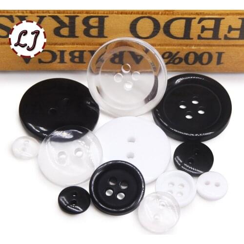 30pcs Sewing Buttons White Black Clear Shirt Decrative Button Crafts small big transparent button For Children Cloth Accessory