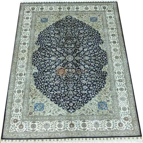 Seeykeep™ 6x9ft Pure Silk Handknotted Exquisite Central Medallion Floral Design Rug-SK3036109