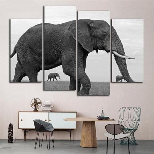 Modern Elepant Walking Animal Canvas Painting Cuadros Abstractos 2017 Printed Wall Picture For Living Room Home Decoration