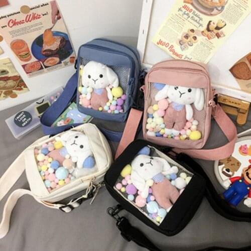 2021 new Korean version ins cute cartoon doll pain bag Japanese girl small fresh student transparent ita messenger bag