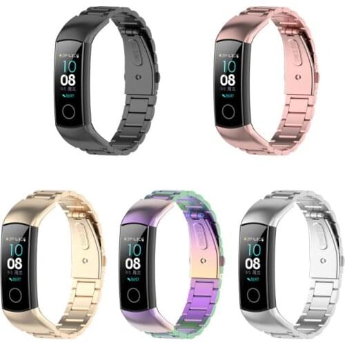 Universal Replacement Stainless Steel Metal Strap for Hua-wei Honor Band 5 4 Smartwatch Bracelet Fitness Men Women Wristband