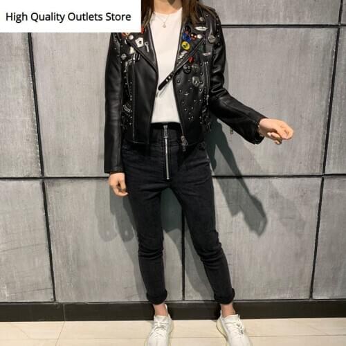Genuine leather jacket women real leather jacket