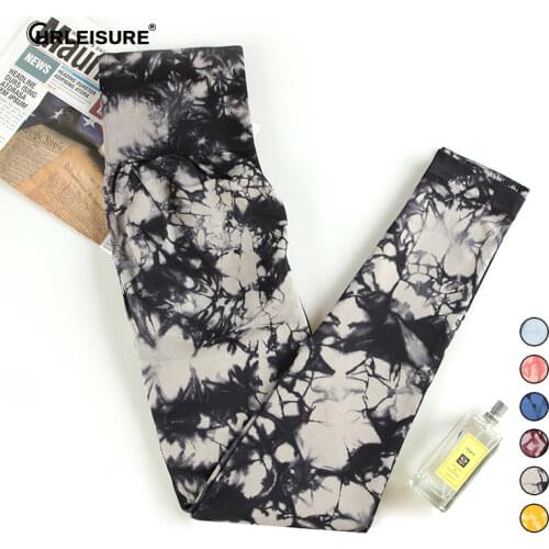 CHRLEISURE Tie-Dye Seamless Leggings High Waist Fitness Push Up Butt Lift Leggings Workout Stretch Pants Women Printed Legging