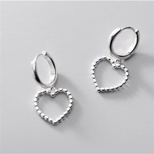 925 Sterling Silver Big Heart Shape Stud Earrings For Women Party Wedding Party Jewelry Accessories Pendientes eh934