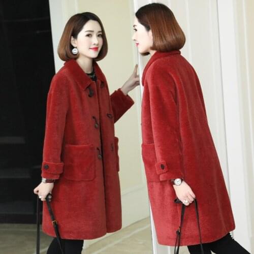 Fashion Sheep Shearling Overcoat Female 2020 Long Real Fur Coat Women Winter Warm Jacket Wool Cashmere Outerwear 1212