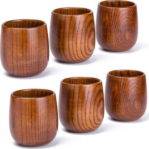 1Pc Japanese Style Wooden Water Cup Home Restaurant Heat Insulated Tea Sake Coffee Wine Mug