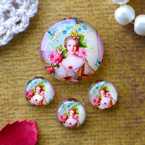 12mm 25mm 14mm 16mm 18mm 20mm Photo Glass Cabochons Round Cameo Set Handmade Settings Stone Middle Ages 02