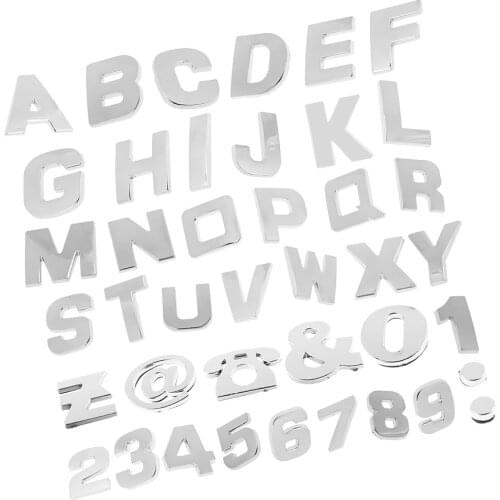 200 Pieces Chrome Car Emblem Sticker Alphabet Letter Number Symbol Decal Self adhesive easy installation Zinc alloy