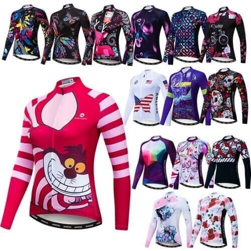 2021 Cycling Jersey Women Long Sleeve Bike Jersey Shirts Top MTB Team Maillot ropa Ciclismo quick dry Lady Bicycle Clothing Wear