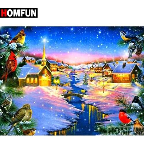 HOMFUN Full Square/Round Drill 5D DIY Diamond Painting "House bird" Embroidery Cross Stitch 5D Home Decor A15903