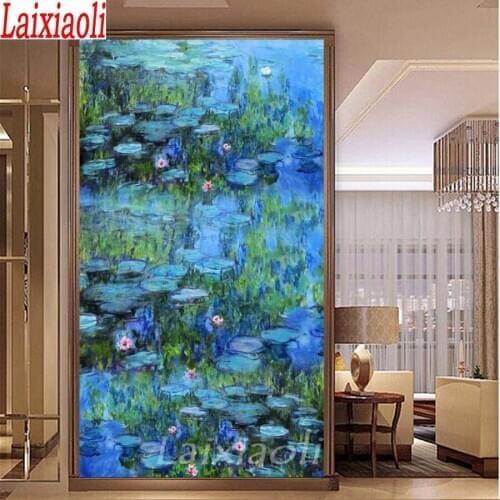 DIY diamond painting cross stitch Monet Water Lilies full mosaic diamond embroidery square / round 5D handmade large home decor