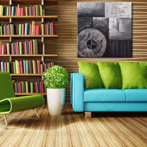 HASYOU Large Handpainted Abstract Modern Grey Colorful Spot Circles Oil Painting On Canvas Hand Made Painting For Living Room