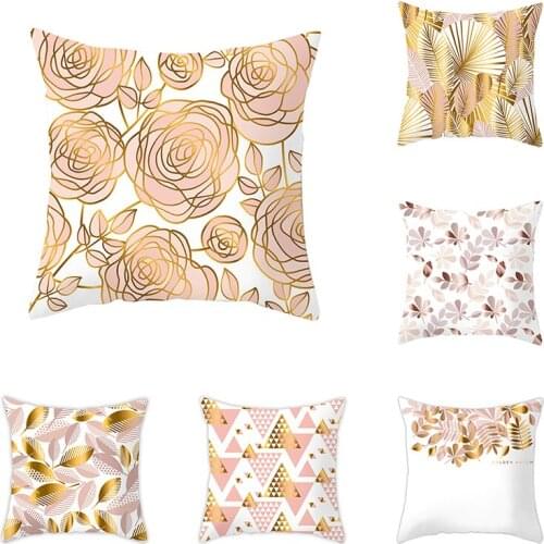 Car Cushion Case Soft Bed Case Christmas Cushion Cover Decorative Gold Leaf Throw Sofa Seat Case