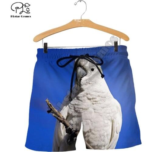 PLstar Cosmos Colorful Beautiful Parrot Mens Shorts Cool Fashional Summer Casual Shorts Harajuku 3D Printed Loose Beach P50
