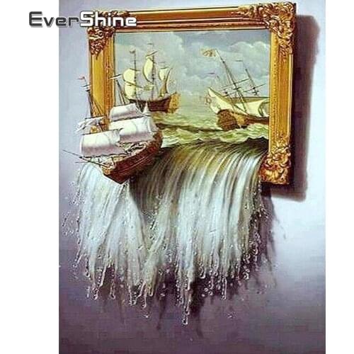 EverShine Diamond Painting Sailboat Diamond Embroidery Full Square Landscape 5D DIY Mosaic Cross Stitch Rhinestone Handicraft