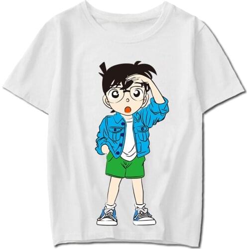 Detective Conan Cosplay T Shirt Kudou Shinichi Conan Summer T-shirt Anime Jimmy Kudo Women/Men Top Tee Halloween Cosplay Costume