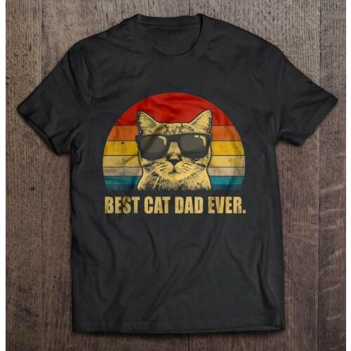Funny Design Best Cat Dad Ever Vintage Version Men T-Shirt Summer Cotton O-neck Tshirt Hip Hop Tees Tops