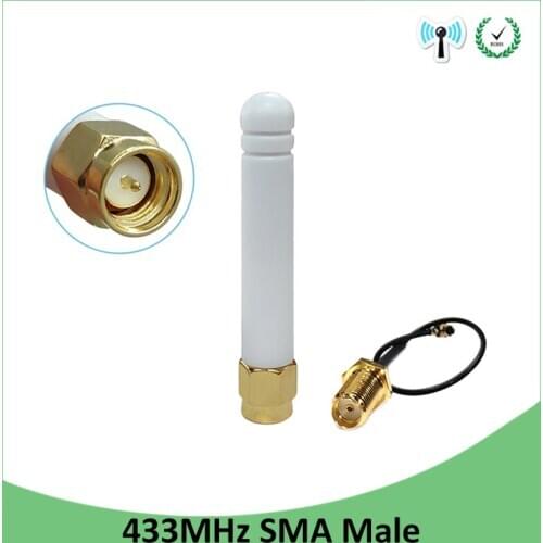 433MHz Antenna LORA 2.5dbi SMA Male Connector 433 MHz antena Small size rubber antenne Lorawan +21cm RP-SMA/u.FL Pigtail Cable