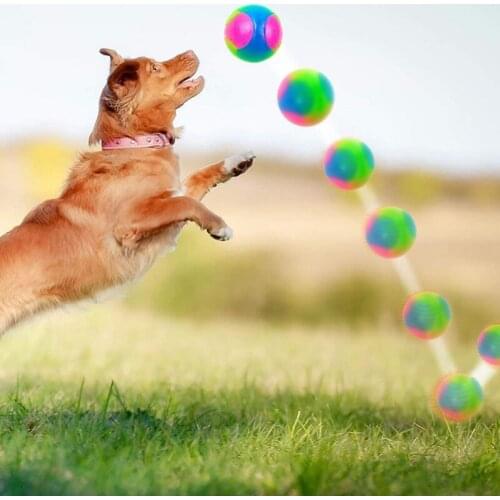 Dog Toys Flashing Elastic Ball Toy Durable Molar Bite Resistant Glowing Ball Pet Light Ball Interactive Toys For Cats Dogs
