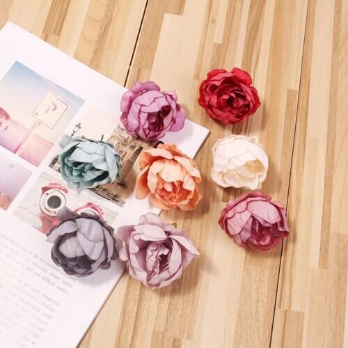 5cm Artificial Silk Peony Flower Head for Wedding Home Party Decoration DIY Flower Wall Scrapbooking Process 10pcs/lot