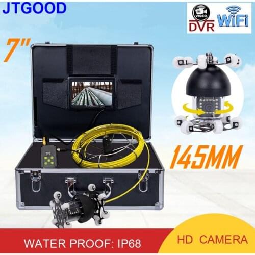 JTGOOD 7" Monitor DVR WiFi 145MM 360 Degree Rotation Pipe Inspection Video Camera IP68 Drain Sewer Pipeline Industrial Endoscope