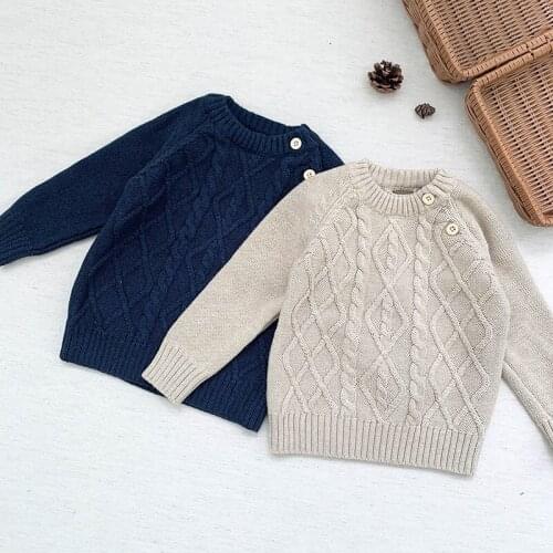 Korean Style Kids Knitted Solid Color Pullover Neutral Knitted Long Sleeve Clothes Autumn Winter Baby Girls Boys Sweaters