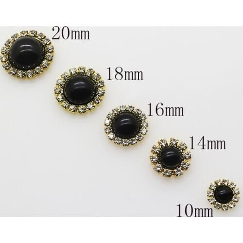 High-grade metal flash black mixed size 10pcs crystal button Sewing decoration home creative DIY handmade accessories Production