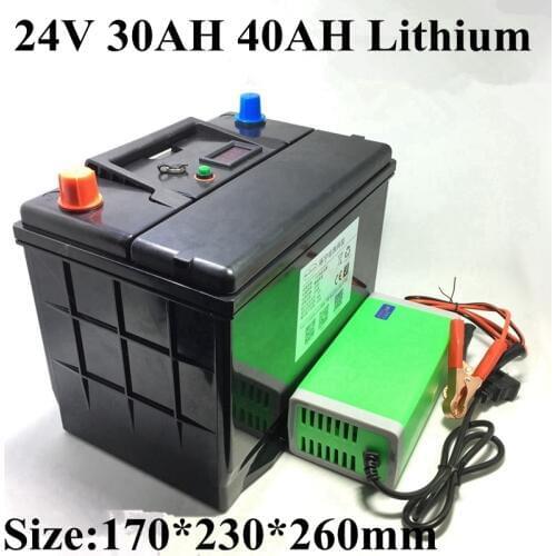24V 40Ah Lithium Ion Battery 24V 30AH Li Ion with BMS 7S for Wheelchair Monitor Scooter Backup Power Inverter +5A Charger