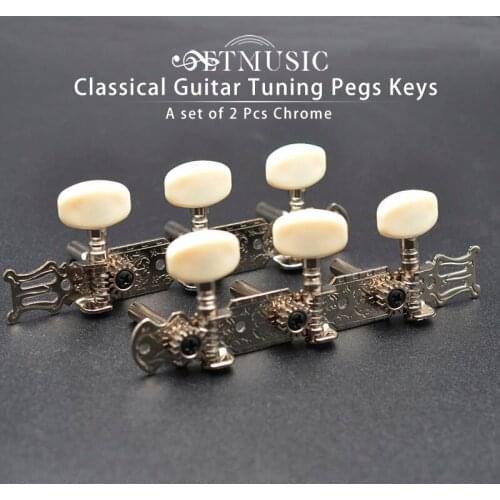 A set of 2 Pcs Chrome Classical Guitar Tuning Pegs Keys Tuners Machine Heads