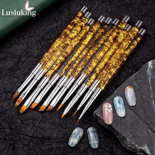 Crystal Nail Brushes Set Quicksand Glitter Nail Painting Pen Liquid Sequins Handle DIY Manicure Gel Brush For Nail Art Tools