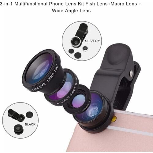 3-in-1 Multifunctional Wide Angle Fish Eye Lens Kit 180° Macro Fisheye Lens Transform Phone Into Professional Camera