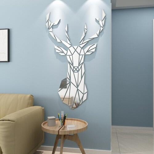 WS203 Elk mirror stickers rental artifact rental room layout dining room bedroom decoration simple wall sticker