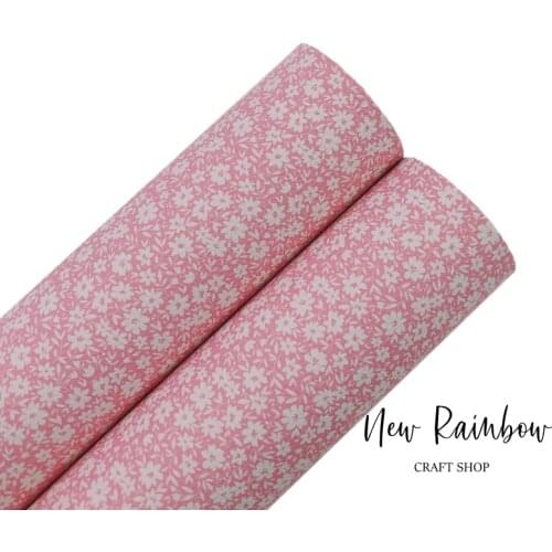 New Rainbow 30x22CM/A4 Sheet Liberty Pink Flower Artisan Faux Leatherette For Bows, Earrings, DIY Crafts, Accessories