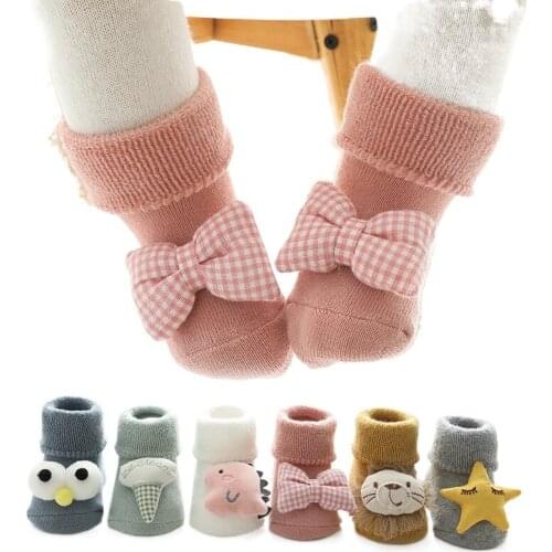 Autumn Winter Soft Cotton Baby Girls Socks Newborn Cartoon Animal Baby Socks Infant Baby Boy Socks Anti Slip Floor Sock Spring