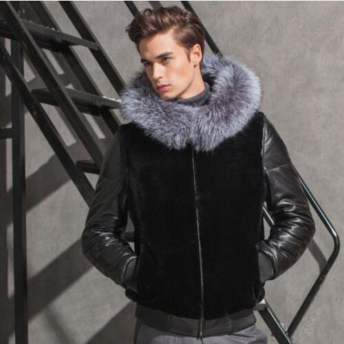 Autumn faux mink leather jacket mens winter thicken warm fur leather coat men slim jackets Long leather sleeve fashion S - 6XL