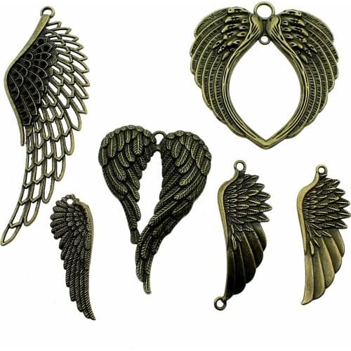 Charms Big Wing Antique Bronze Color Big Wing Charms Pendants For Jewelry Making Vintage Wing Charms Pendant Wholesale