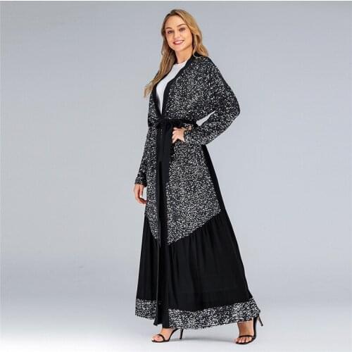 Ramadan Sequin Abaya Dubai Kaftan Cardigan Muslim Hijab Dress Women Turkish Islamic Clothing Kaftan Robe Musulman Mode Moslim