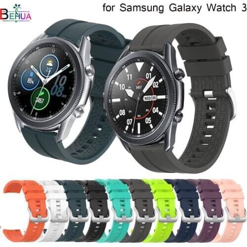 Behua fashion silicone 22mm watchband for Samsung Galaxy Watch 3 45mm smartwatch straps Accessory wristband bracelet