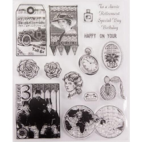 Retro Carriage People Lady World Map DIY Silicone Clear Stamp Cling Seal Scrapbook Embossing Album Decor For New Stamps 2020