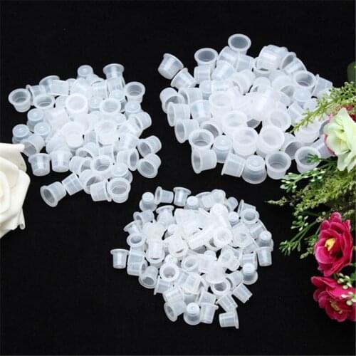 Top White Steady Tattoo Ink Cups Small Medium Large Size Clear Self Standing Tattoo Ink Cup Cap 1000pcs Supply 3 Sizes