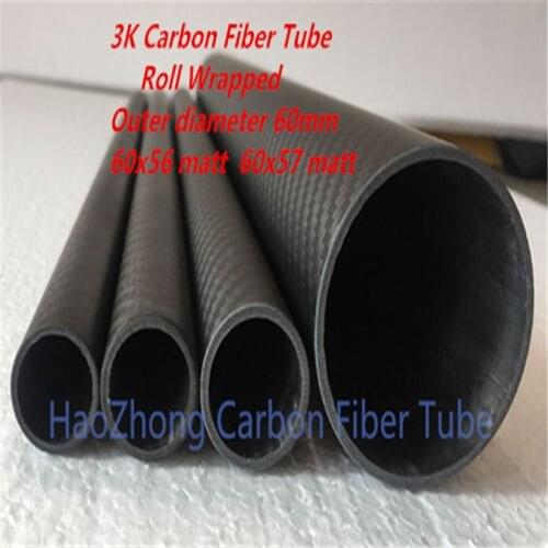 3k Carbon Fiber Tube OD60mm ID 56mm 57mm x500mm Roll Wrapped Poles/Pipes Light Weight High Strength Factory Direct Sales