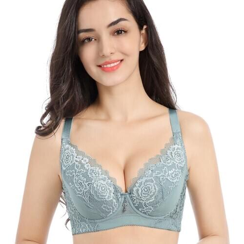 34-40 CD Cup Ultra thin Plus Size Women Lace Underwire Bra Full Cup Breathable Push Up Bra Adjustable Unlined Underwear Cotton