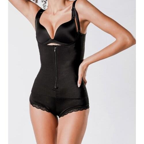 Women Zipper Closure Shapewear for Bodybuilding/ Slimming Figure, Sleeveless Bodysuit Shapers clothing mesh jumpsuit plus size